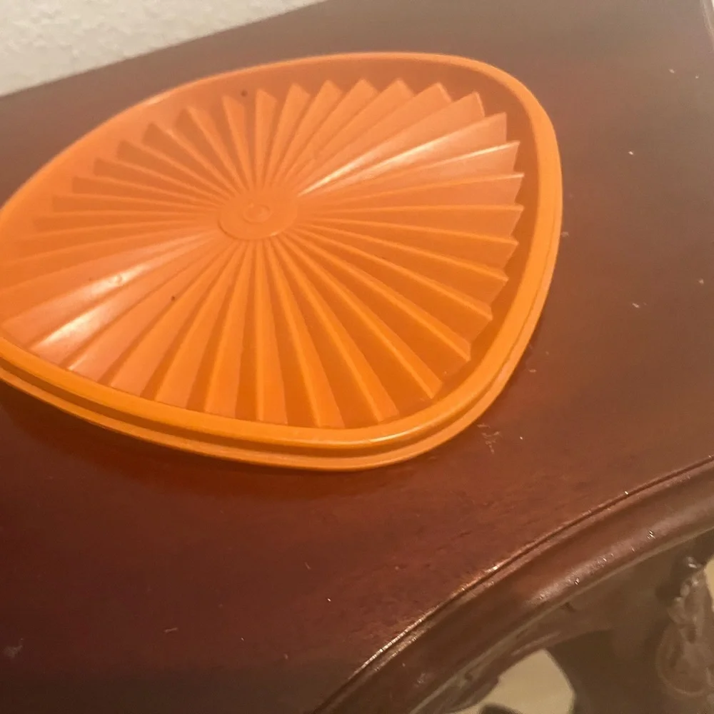 Vintage Tupperware Orange Servalier Bowl with Lid • Retro Kitchen Storage •